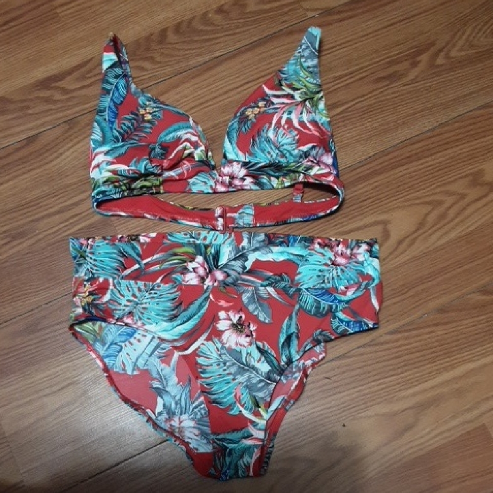 SKYE HIGH‎ WAIST Tropical Leaf Bikini 2 Pcs Swimsuit
